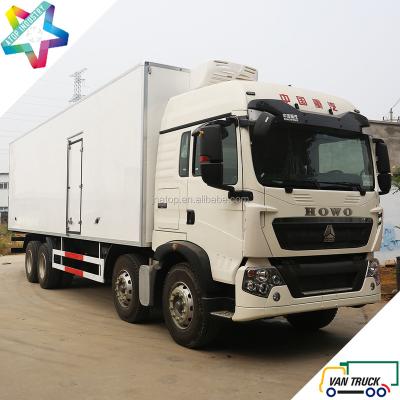 China Single Cab With Sleeper 9.6m Refrigerator Truck Heavy Duty Body 31T Sino-Truck T5G 340Hp Chassis Reefer Truck for sale