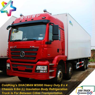 China Single cab with 9.6m sleeper reefer truck SHACMAN M3000 310hp heavy duty chassis refrigerated truck for sale