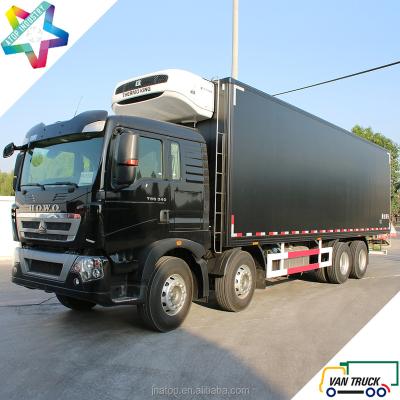 China Single Cab With Sleeper ColdKing Howo T5G 340Hp Chassis 9.6m Truck Body Heavy Duty Refrigerated Truck for sale