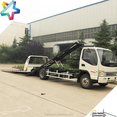 China Full Flat 12 Degree Low Angle Low Angle Stream Roll Down Loader Single Cabin With Land To Load And Unload Tow Car Carrier for sale