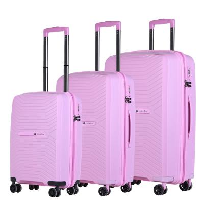 China Wholesale 3 Pcs 4 Wheels Bottom Travel Suitcase Luggage Set Waterproof Trolley PP Luggage Factory Price for sale