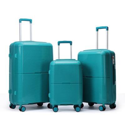 China Travel Long Distance Luggage Set 2023 Custom Durable PP 4 Rolls Travel Suitcase Luggage Sets 3 Pieces for sale