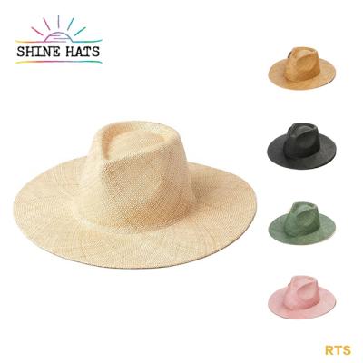 China 2021 Women's wide design natural beach plain wide logo wide design natural wide 2021 Women's wide brim sun sombreros Panama hat Panama grass sun hat custom straw hat for sale