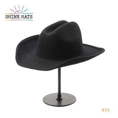 China Shinehats 100% Lana Gorra OEM Australian 9cm Wool Striped Brim Cowboy Hat Factory Price for sale