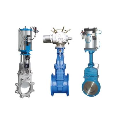 China Power Plant Kamroo ASTM Factory Outlet Ductile Iron Stainless Steel Aluminum Alloy Knife Manual Gate Valve With ISO Top Mounting for sale