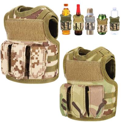 China LQ Nylon Army Mini Molle Beer Vests Beverage Tactical Cooler, Adjustable Beverage Holder, Drinks Bottle Vests Case for sale