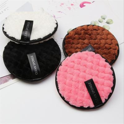 China Private Label Washable Clean Sponge Face Towel Cotton Velvet Microfiber Reusable Makeup Remover Pads for sale