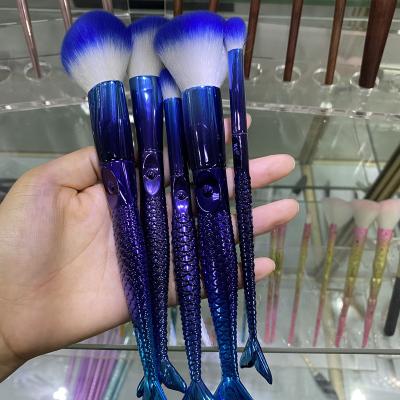 China Factory Silky Soft Professional High Quantity Blue Mermaid Makeup Brushes Soft Private Label Luxury Makeup Brush Set for sale