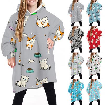 China Breathable Oversized Hoodie Blanket One Size Fits All Winter Blanket Christmas Hoodie Wearable Kids Home Blanket for sale