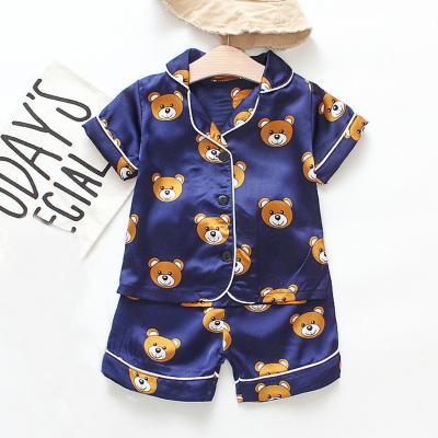 China Kid Breathable Sleepwear Set Short Sleeve Blouse Elastic Waist Shorts Kids Clothes Set Cartoon Print Outfits Two Piece Set for sale