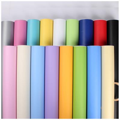 China Fire Retardant Waterproof Self Adhesive Removable Home Furniture Wall Vinyl Solid Color Wallpaper Decorative Stickers Films for sale