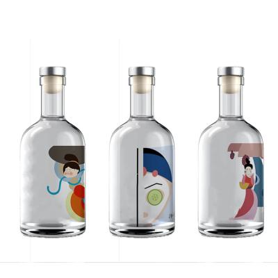 China Wholesale Beverage Whiskey Glass Bottle 500ml 700ml 750ml Vodka Tequila Bottle With Screw Cap Gin Liquor Bottle for sale