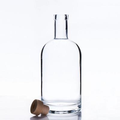 China Customizable Hot Sale 375ml 500ml 700ml 750ml Vodka Beverage Bottle Brandy Bottle Rum Gin Bottle Customizable Round Bottle With Cork for sale