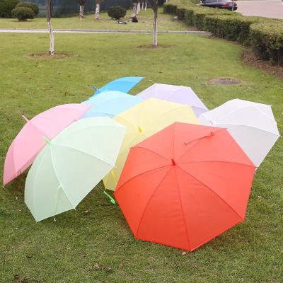 China Minimalist Plastic Handle Straight Umbrellas With PVC Coating Transparent Dome Custom Printed Clear Logo Umbrella Cheap Sunshades for sale