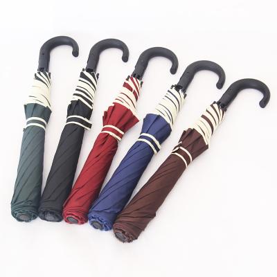 China Wholesale Promotional Vintage 2 Fold Golf Automatic Open Umbrella With J Type Handle for sale