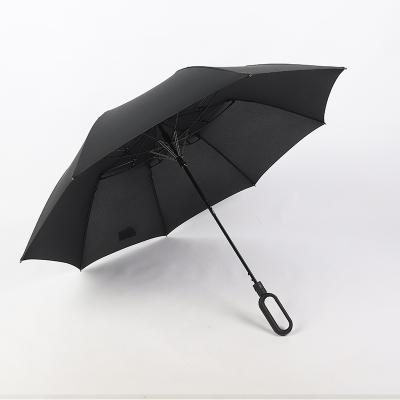 China Golf Windproof 2 Hands Morden Fold Arm Lock Handle Auto Open Free Frame Luxury Fiberglass Umbrella for sale