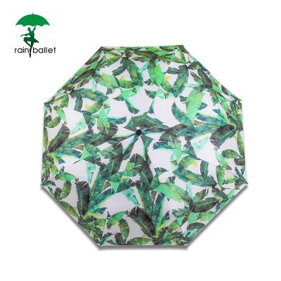 China Contemporary high quality 8 ribs flower design printing umbrella automatic open 3 folds close for sale