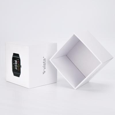 China Recycled Materials RuiZhi Lid And Bottom Cardboard Gift Box For Smart Watch Custom Square Hard White Cardboard Box for sale