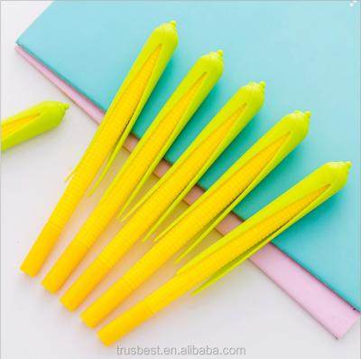 China Glitter Novelty Design Corn Shape Pen Silicone Rubber Square Corn Pen With Cap for sale