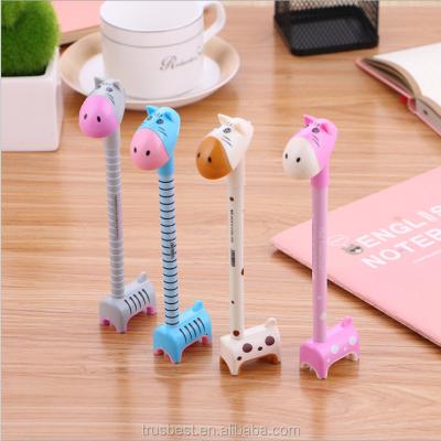 China Lovely Glitter Giraffe Shape Cheap Ballpoint Pen For Promotion With Stand for sale