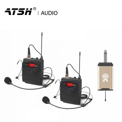 China Wireless Microphone AT510 Logo Professional Fm Microphone Small UHF Headset Microphone Systems Portable Wireless Custom Noise Cancellation PC Call Center for sale