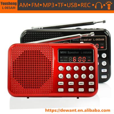 China L-065AM mini PORTABLE MP3 music player mp3 speaker am fm radio recorder for sale