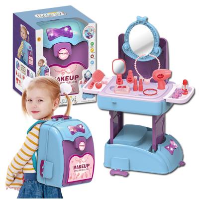 China 2 in 1 Pretend Play Kitchen Toy Set Fashion Backpack Pretend Playing Kitchen Toys Make Up Toy for Girls for sale