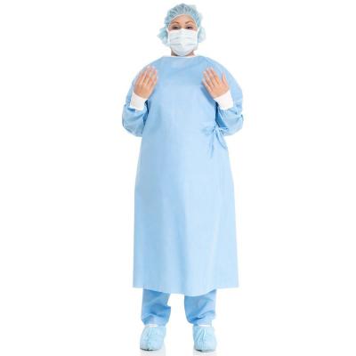 China Waterproof Professional Disposable PE Waterproof PP CPE SMS Isolation Protective Waterproof Surgical Gown for sale