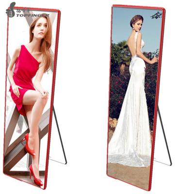 China Topfinger P1.875 P2 P2.5 Digital Advertising Poster Mirror Screen Display Poster Ultra Thin Indoor Portable Video Led Screen for sale