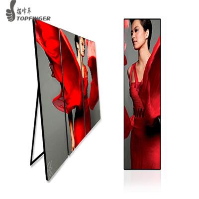 China Topfinger P1.875 P2 P2.5 Digital Advertising Poster Mirror Indoor Ultra Thin Portable Video Screen Display Led Poster Led Screen for sale