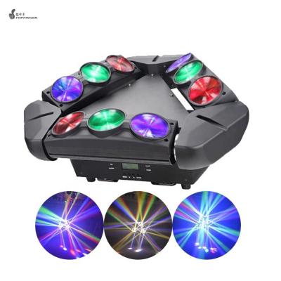 China TFR LED Laser Strobe Beam Lights Stage Effect Light Three Side 9pcs 12W RGBW 4in1 Led Moving Head Driver-Beam Spider Light 45.8*42.9*20.8cm for sale