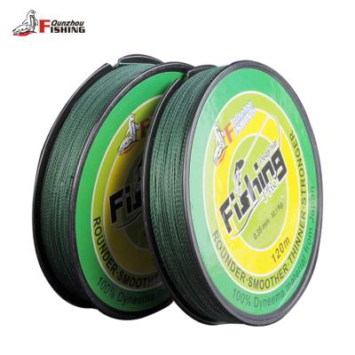 China High tensile good quality super strong 4 strands braided multifilament pe fishing line 120m for sale