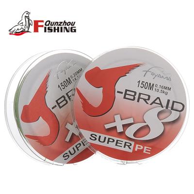 China TOYAMA 8 High Tensile Hot Selling Super Smooth Fishing Line Strands 150M PE Braided Fishing Line for sale