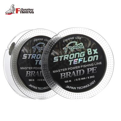 China Super Strength Factory Price Wear Resistance 8 Strands PE Braided Fishing Line 100m for sale