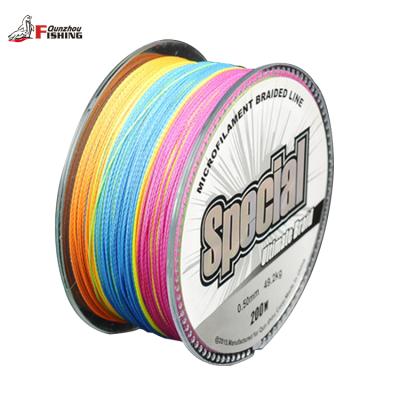 China Hot sale high tensile 4 strands manufacturer pe braided fishing line for tuna 200m for sale