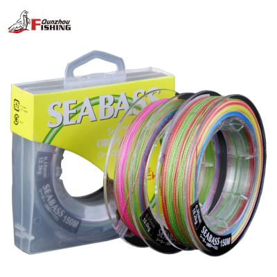 China Super Strength Multicolor Coated PE Wire 4 Strands Professional Fishing Braided Fishing Line For Bass 150m for sale