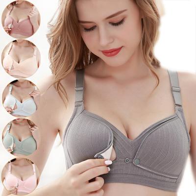 China Pregnant women antibacterial without steel ring before opening the lightweight anti breast-feeding underwear threaded bra for sale