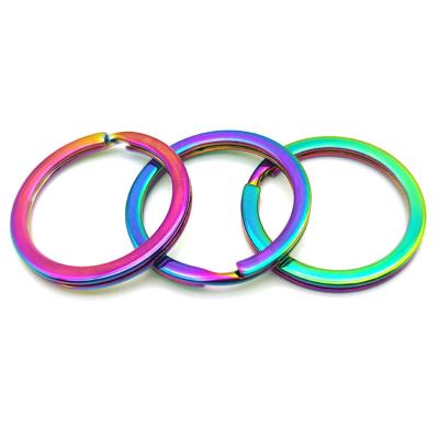 China Durable YYX Rainbow Key Holder Split Key Chain Ring OD 30mm Slot Rings Flat Metal Slot Ring for sale