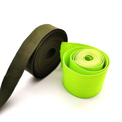 China 2 inch viable Knitted crocheted elastic band webbing in green color for sale