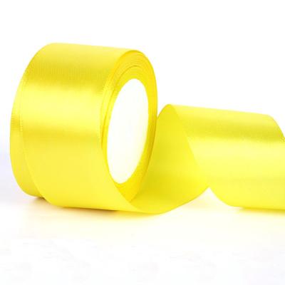 China Premium High Quality Elastic Gold Satin Ribbon Sustainable 2 Inch Customize Satin Ribbon For Package for sale