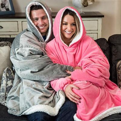 China Viable Oversized Sweatshirt Blanket With Cozy Hoodie Unisex Sherpa Hoodie Blanket for sale