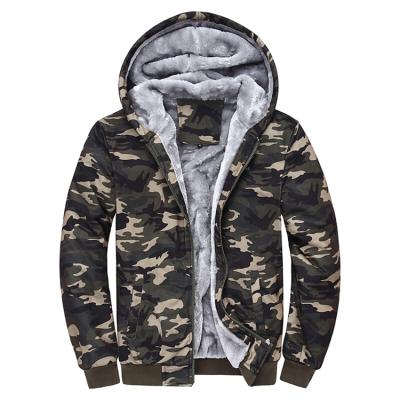 China Wholesale Winter Anti-Shrink Men Zipper Camouflage Plush Jacket Hoodie for sale