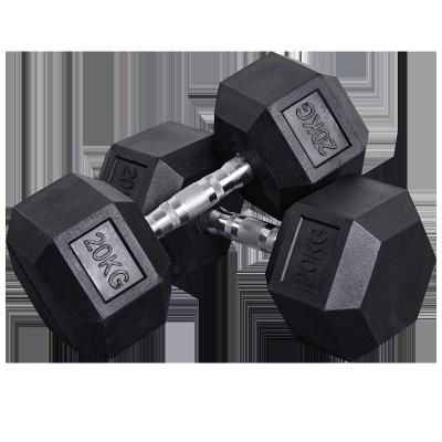 China Competitive Price Durable Wholesale Black Rubber Coated Dumbbell Gym Equipment for sale