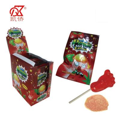 China 10g Natural Fruit Foot Lollipop With Magic Pop Candy for sale