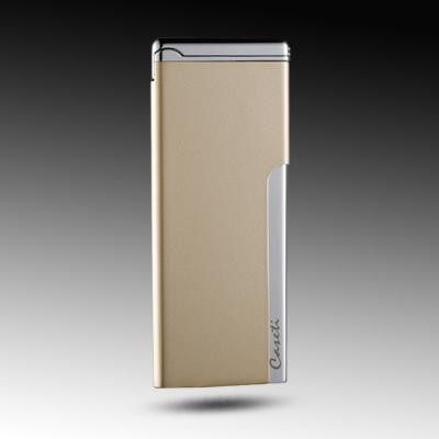 China New contemporary slim size CA453 brass material flat flame lighter with protection and high quality polished finishing for sale