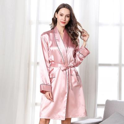 China Thermal 20022 Silk Women's Solid Color Pajamas Pajamas Women's Sexy Starry Split Home Clothing Leisure Pajamas Long for sale