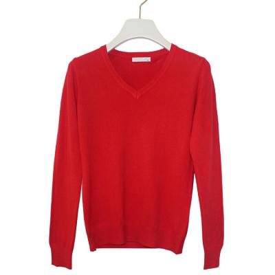 China Min Order Quantity Colorful Anti-pilling Simple Style Low V-Neck School Sweater Design for sale