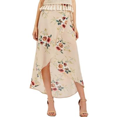 China Elegant Summer Floral Print Fashion Waist Bodycon Boho Skirt Women Slim Plus Beach Long for sale