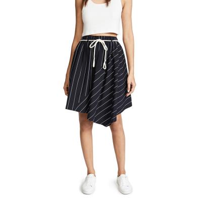 China Fashion Design Regular Cotton Stripe Pattern Asymmetrical Lady Skirt for sale