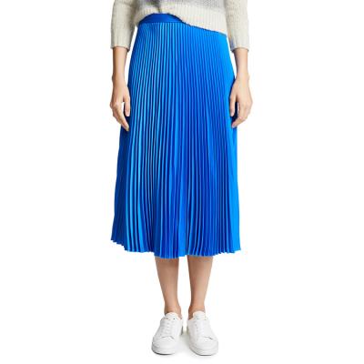 China Female Polyester Regular Hot Sale Long Pleated Blue Skirt for sale